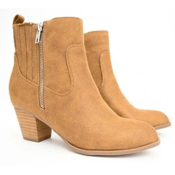 DV By Dolce Vita Caitie Womens Tan Brown Double Side Zip Ankle Booties Size 8 - Picture 1 of 11